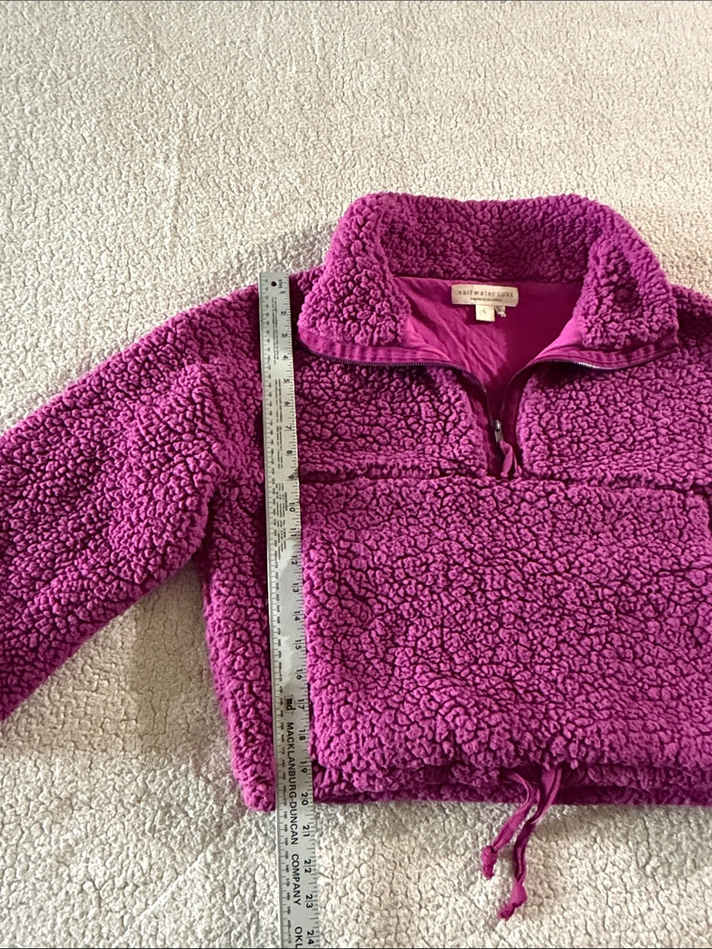 saltwater LUXE Magenta Teddy Sherpa Pullover Hoodie Large - Picture 7 of 7